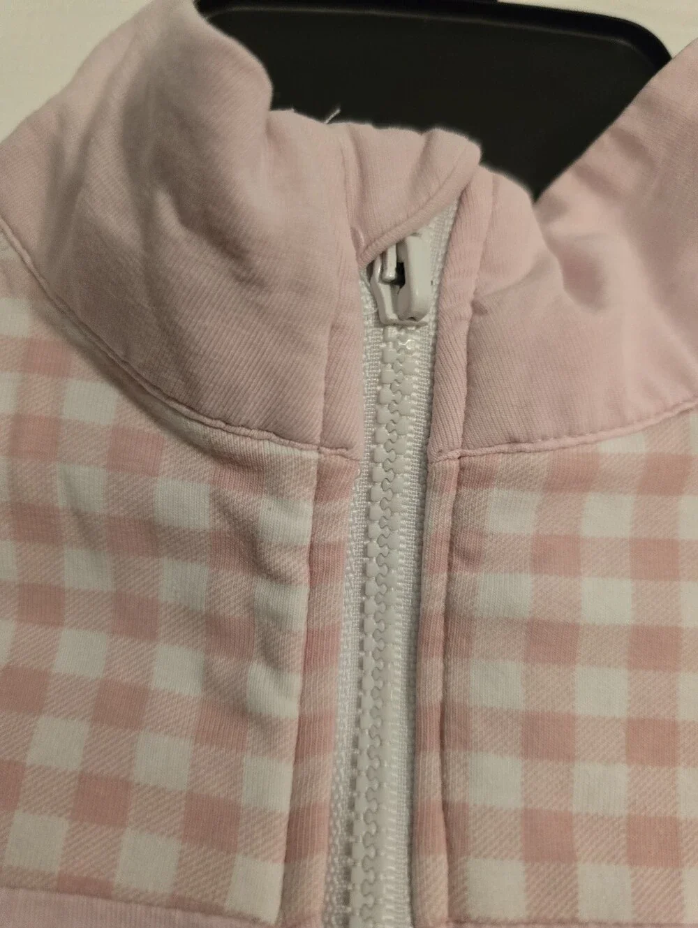 Girls Pink Gingham Pullover Sweatshirt with Mouse Applique